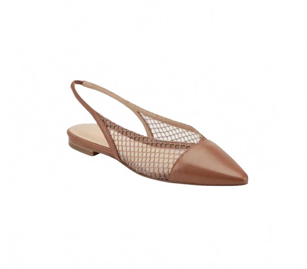 NEW MARC FISHER women's davin pointed toe slingback flat in medium brown